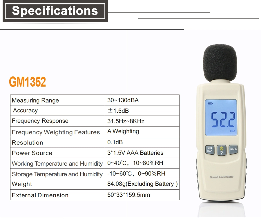 Digital Sound Level Meter Sonometros Noise Audio Leve Meter 30-130dB Decibels Tester Sound Meter